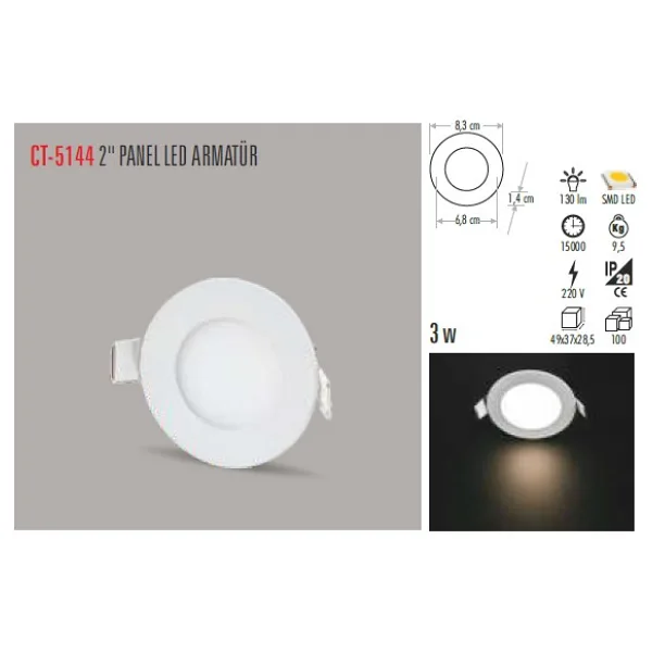 Cata CT-5144 3 W Beyaz Işık Spot Led Armatür 6 Adet