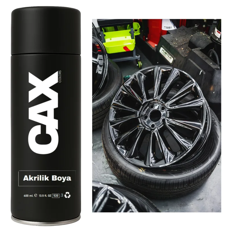 caxcolors PİANO BLACK ARABA JANT SPREY AKRİLİK ÖZEL YAPIM SPREY BOYA 400 ML