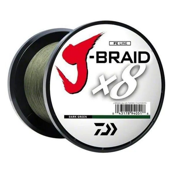 Daiwa J-BRAIDX8 JB8U30 - 3000DG 8 lbs test, koyu yeşil Bulk
