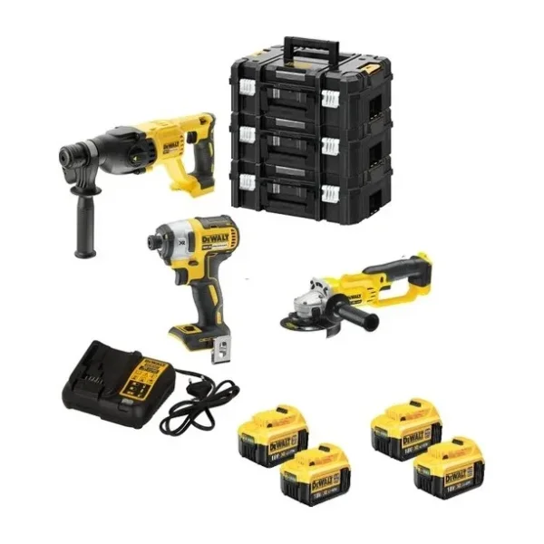 Dewalt DCH133NT Şarjlı Kırıcı Delici ve DCF887NT Darbeli Tornavida Makinesi+DCG412NT Şarjlı Taşlama + 4 x 4 Ah Akü + 1 x Dolum Cihazı