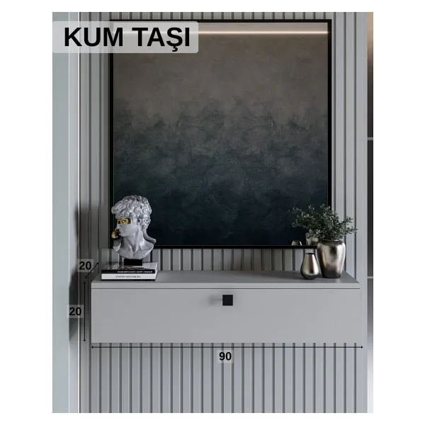 DOGGA PROFILE-PANEL Dresuar , Lambiri Dresuarı , Çok Amaçlı Duvara Monte Modern Dresuar , Makyaj Masası, Mini Dolap 90 CM