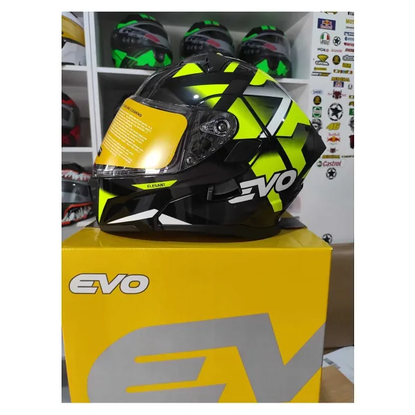 Evo Elegant Evo çene açılır güneş vizörlü siyah kask - Medium - Beyaz - Siyah