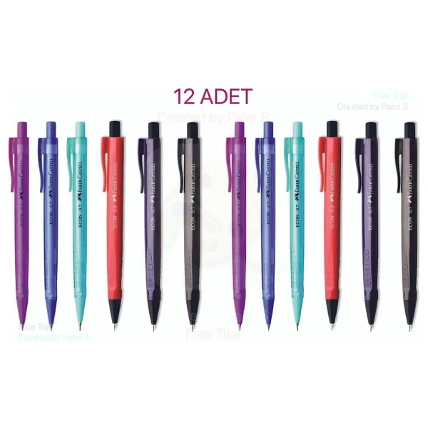 Faber-Castell Econ Versatil 0,7 mm Uçlu Kalem Seti 12 Adet Metal Gövdeli Şeffaf ve Koyu Renkler