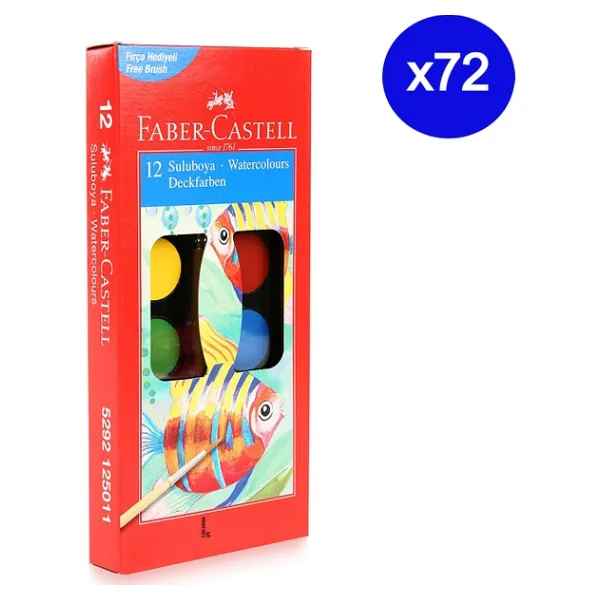 Faber-Castell Suluboya 12 Renk Küçük Boy 72 Adet