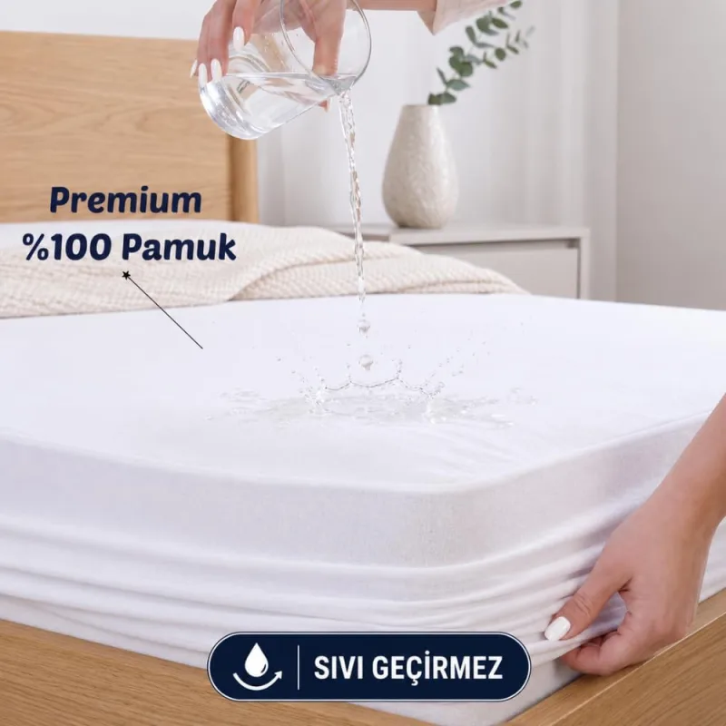 Formeya%100 Pamuk Fitted Su Sıvı Geçirmez Yatak Koruyucu Alez Çarşaf (140 x 190)