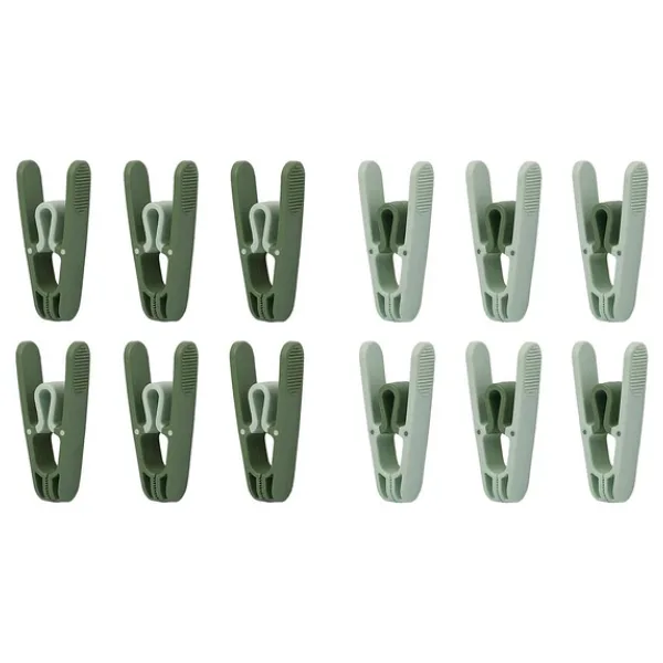 Huub hanger Çamaşır Mandalı, Yaysız Plastik, Paslanmaz, Dayanıklı, Renkli, 12 Adet (12, Açık Yeşil - Koyu Yeşil)