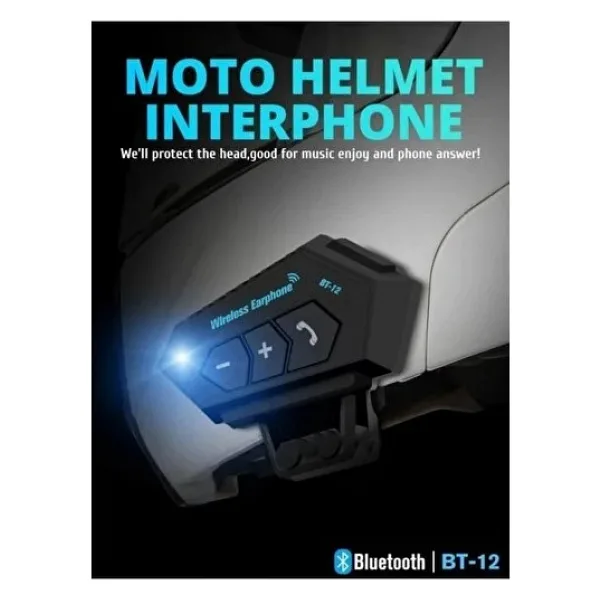 Intercom Bt12 Bluetooth Motosiklet Kask Kulaklığı