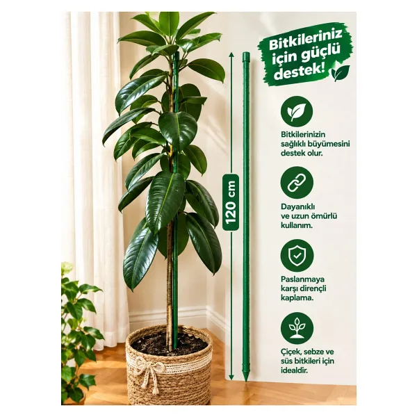 KL HOME 120cm Boyunda Bahçe Saksı Çiçek çubuk Bitki Destek Çubuğu (1 adet fiyattır )