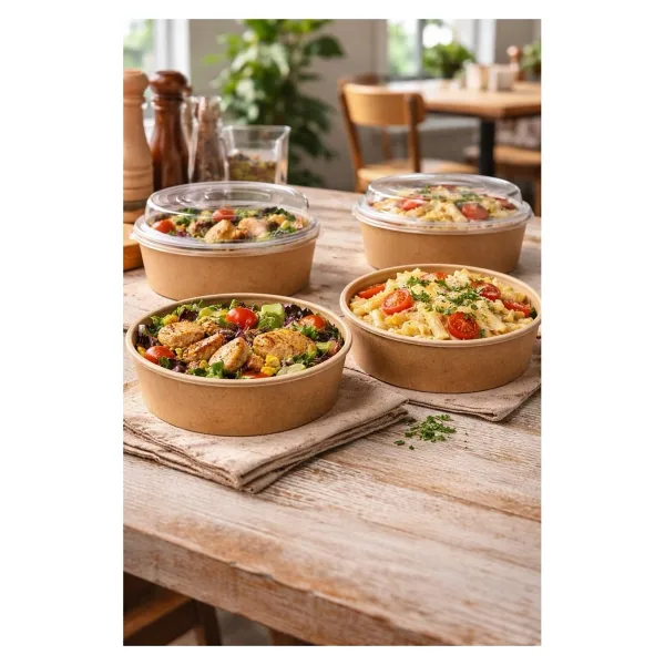 Kraft Karton Salata Kasesi Kapaklı 1100cc 50 Adet