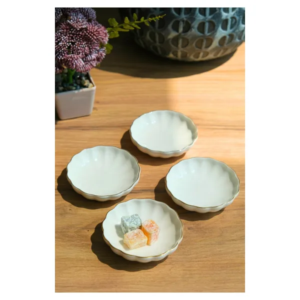 Kütahya Porselen Bone Luz Altın Fileli 8 cm 4'lü Kase