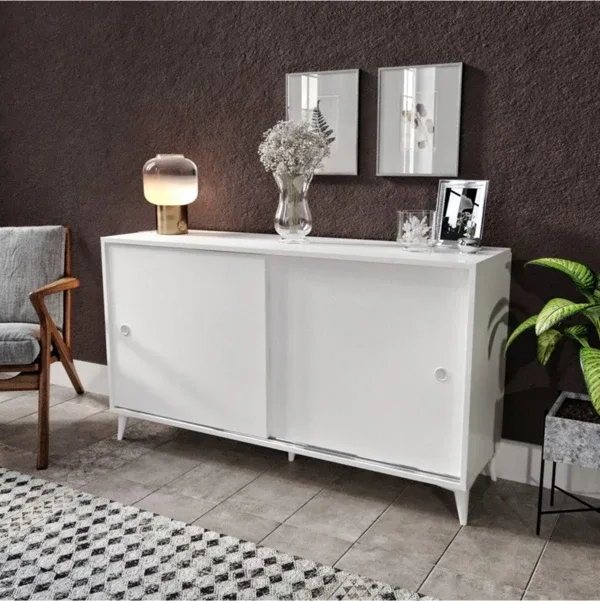 KZNMOB HOME Joker Çok Amaçlı Sürgülü Konsol Beyaz - Tamamı 1. Kalite Mdf