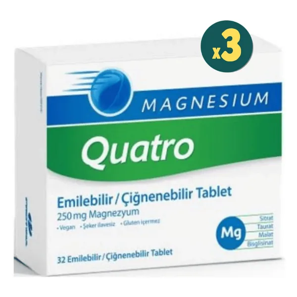 Magnesium Quatro 32 Çiğnenebilir Tablet 3 Adet