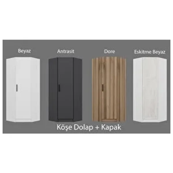 Minar Mobilya Kale Tek Kapaklı Köşe Zincir Dolap Antrasit - 190CM 190 cm