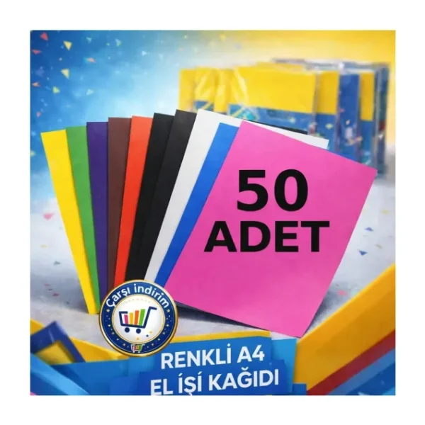 Nistabolje 50 Adet A4 Elisi Kagidi Karisik Renk