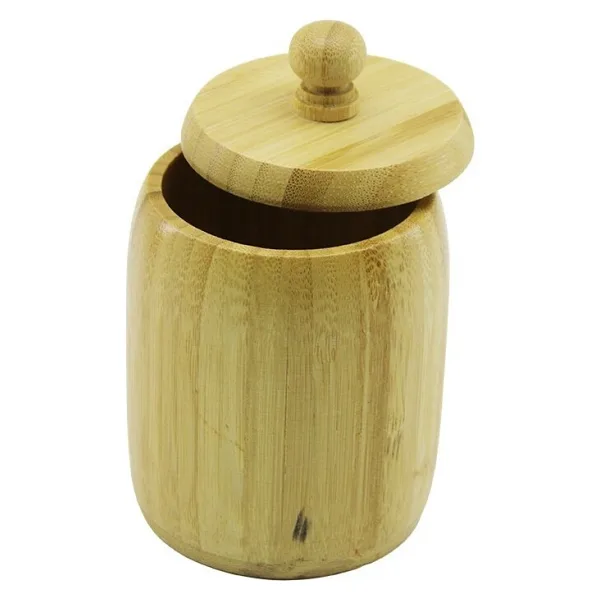 No-8 Ahşap - Bambu Şekerlik Kapaklı Çap: 7.5cm Derinlik: 8.5cm