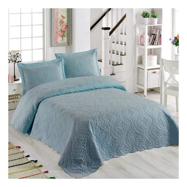 Örtüm Ivy Mint Çift Kişilik Microfiber Kapitone Yatak Örtüsü - 200 x 220 cm