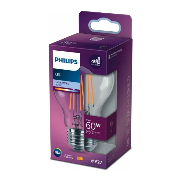 Philips LED Classic Şeffaf Filament Ampul 7W 850 Lumen 4000K Gün Işığı A60 E27 Duy (60W Eşleniği) - 1 - 10 W