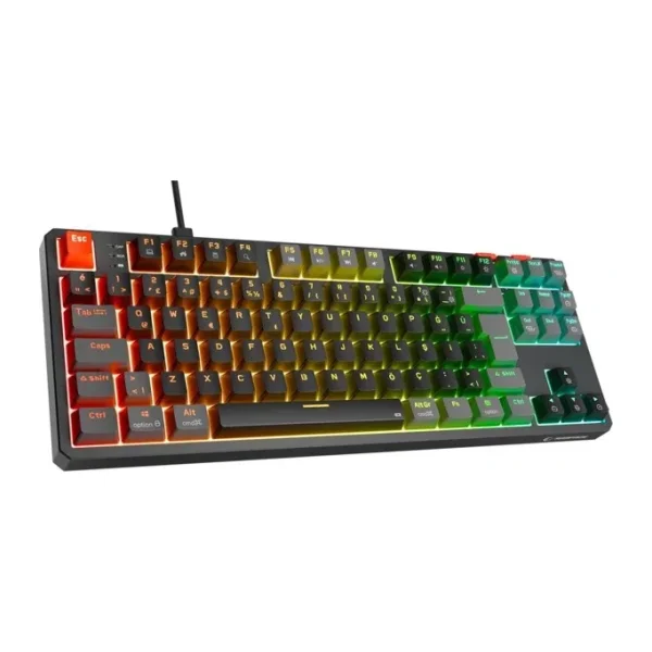 Rampage Yoru Siyah-Gri RGB TKL Red Switch Kablolu Mekanik Oyuncu Klavyesi
