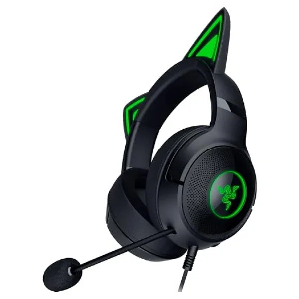 Razer Kraken Kitty V2 - Kablolu RGB Kulaklık Kedi Kulaklı (Reaktif Akış Aydınlatması, Razer HyperClear Mikro, TriForce 40 mm Sürücü, 7.1 Surround Ses) Siyah