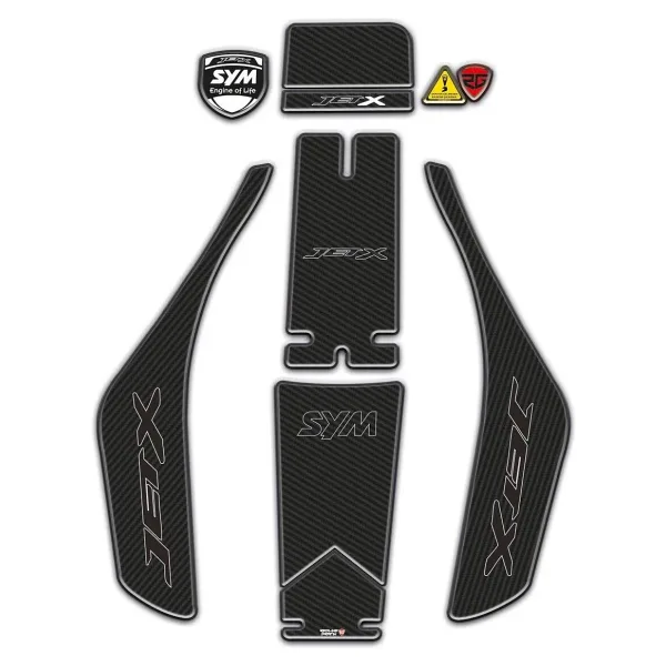 Redline Grafik SYM Jet X 125 Uyumlu Tank Pad Seti Karbon