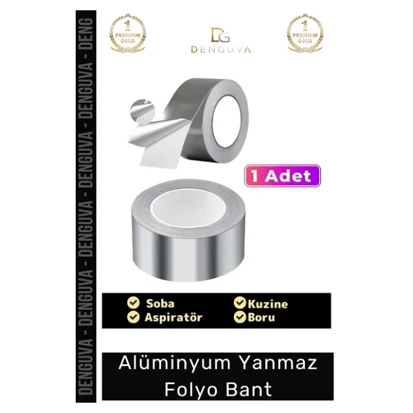 Suya Sıcaklığa Dayanıklı Tamir Soba Boru Yama Alüminyum Yanmaz Folyo Bant 45Mm - 5Mt - 1 Adet