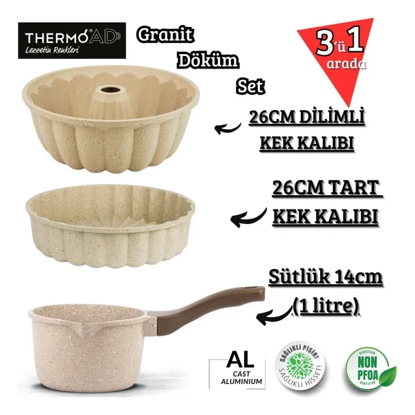 Thermoad 3'lü Vizon Set Sosluk&sütlük-tart Kalıbı-kek Kalıbı Vizon