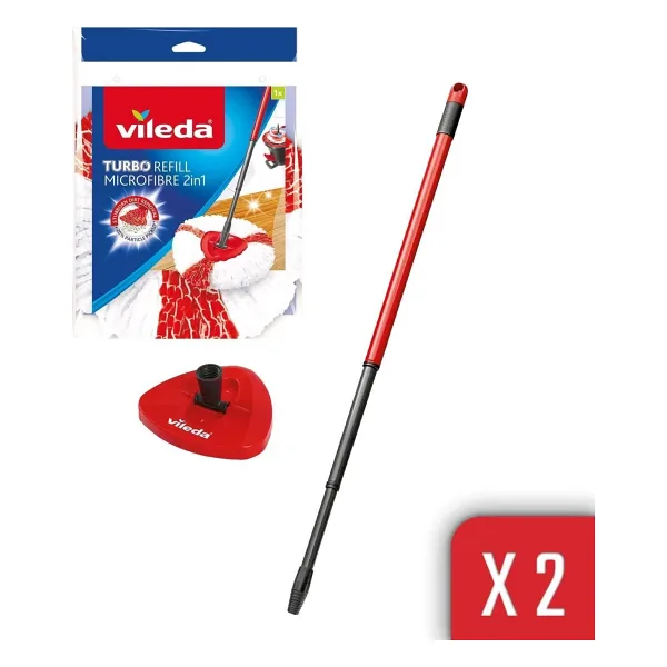 Vileda Turbo Sap + Classic Üçgen Başlık + Turbo 2 in 1 Yedek Paspas 2'li