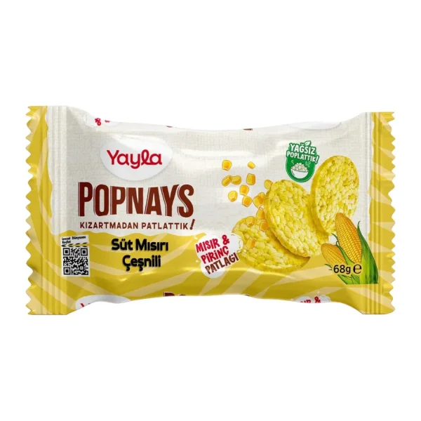 Yayla Popnays Süt Mısırı Çeşnili Mısır ve Pirinç Patlağı 68 gr