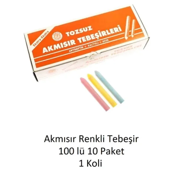 100 lü Renkli Tebeşir 10 Paket 1 Koli