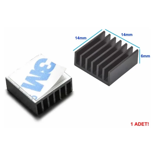 14x14x6mm Aluminyum Soğutucu Siyah M3 Yapıştırma Etiketli Raspberry Xbox Chipset Ekran Kartı Ram