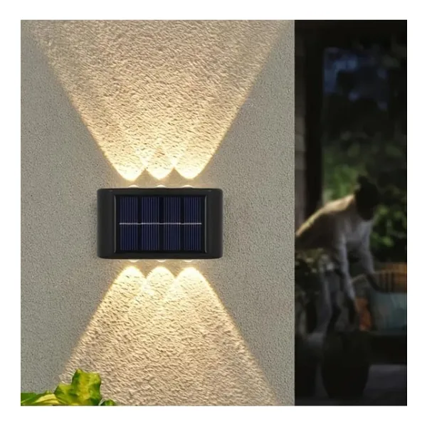 6 Ledli Solar Duvar Lamba Dekorasyon Aydınlatma Aplik Güneş Enerji Gün Işığı 2 Li Set