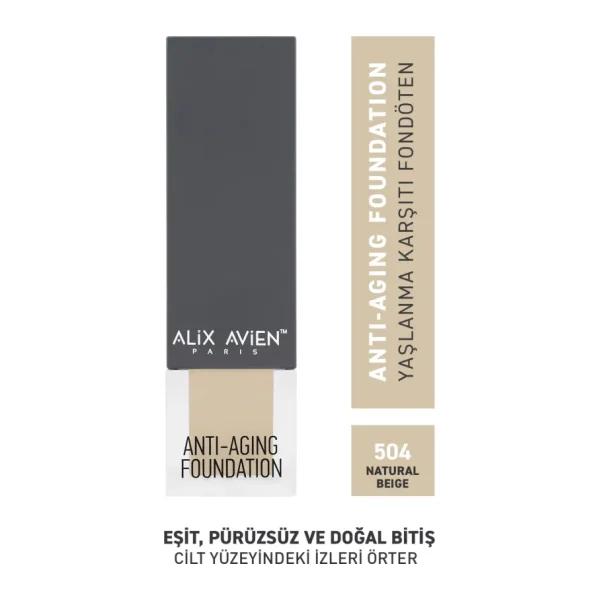 Alix Avien Anti Aging Vitamin İçeren Nemlendirici SPF 15+ 504 Natural Beige 35 ml Likit Fondöten
