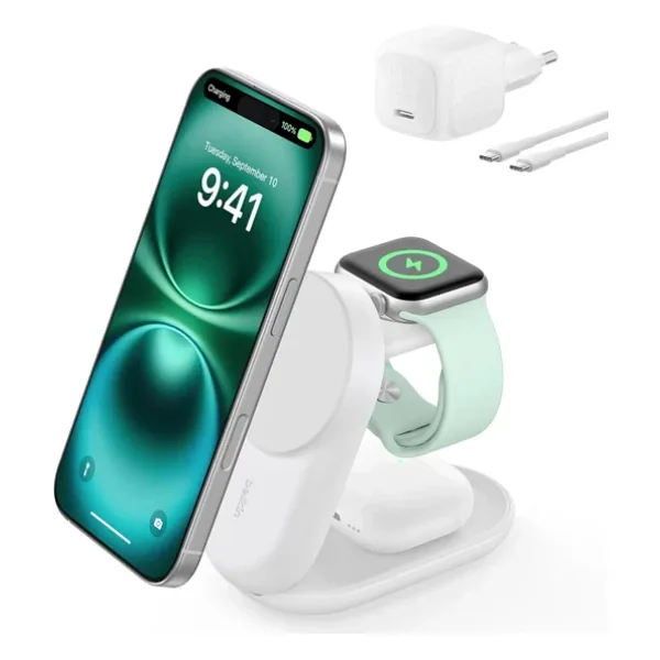 Belkin UltraCharge MagSafe Uyumlu 3'ü 1 Arada Qi2 25W Kablosuz Şarj Cihazı, iPhone 16, Watch,
