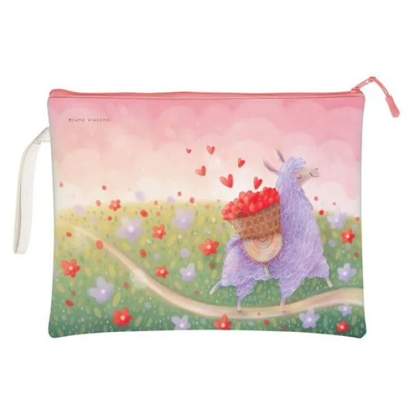 Buruno Visconti Fermuarlı Dosya Lavender Llamas.Hearts 4. 34 26 14-001/10