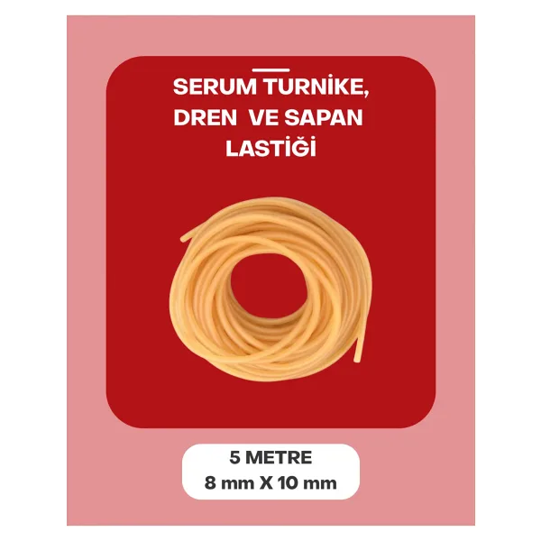 Dünya Magnet 5 Metre Serum Lastiği, 8-10mm Turnike Dren Sapan Lastiği