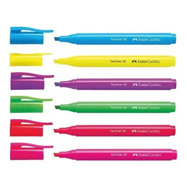 Faber-Castell 38 Textliner Neon 6'lı Fosforlu Kalem Seti
