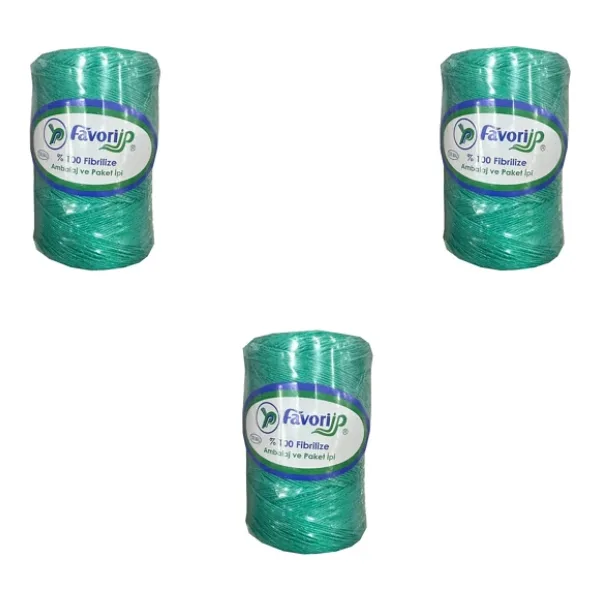 Favori İp 5000 Denye -0.8 Mm- Ambalaj ve Paket İpi Naylon Burgulu Örgü Çamaşır İpi - Yeşil - 3 Adet