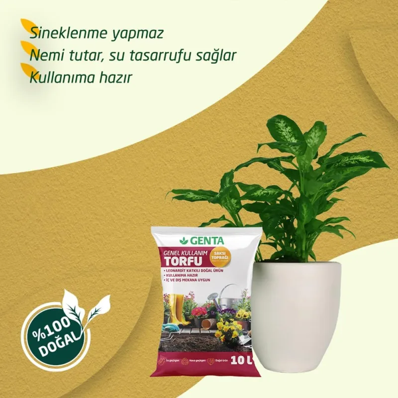 Genta Genel Kullanım Torfu Saksı Toprağı 10 Lt