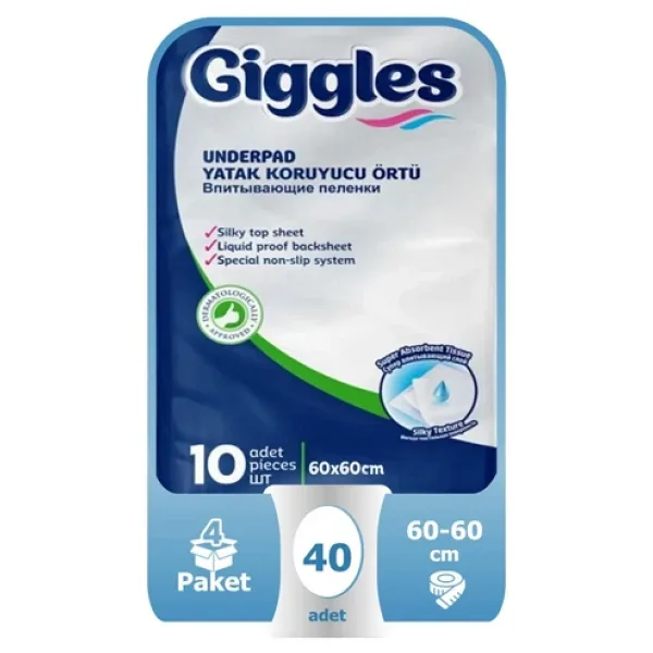 Giggles Bebek Bakım Örtüsü 60x60 Cm 40 Adet