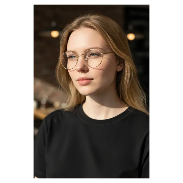 HabeQ Round Model Optik Uyumlu Şeffaf Kadın Erkek Gözlük Metal Çerçeve