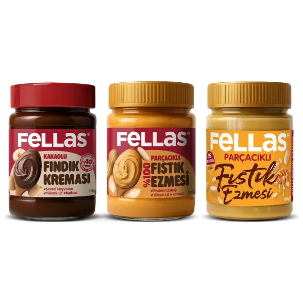 Kakaolu Fındık Kreması (315 G) + Fıstık Ezmesi - %100 (300 G) + Ballı Fıstık Ezmesi (300 G)