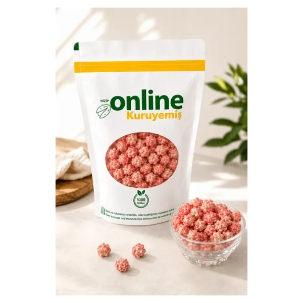Kaymaklı Çilek Kaplı Leblebi - Çıtır Tatlı Atıştırmalık 500 Gr