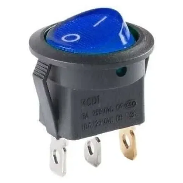 KCD1 Siyah Mavi Işıklı On/Off Anahtar 3 Pin