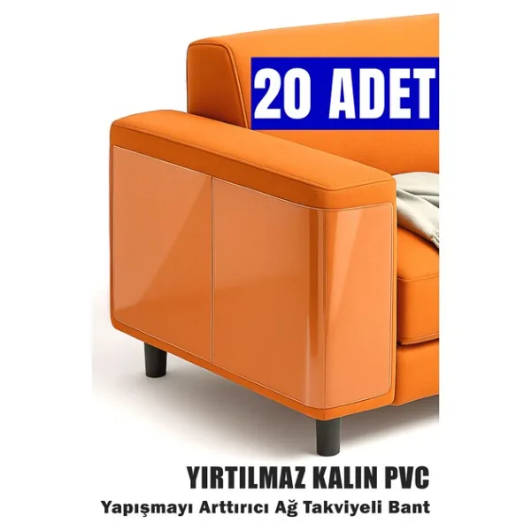 Kedi Koltuk Tırmalama Koruyucu Şeffaf Yapışkanlı Mobilya Tırmalama Önleyici Koruma Bandı 20X50 cm - 20 Adet
