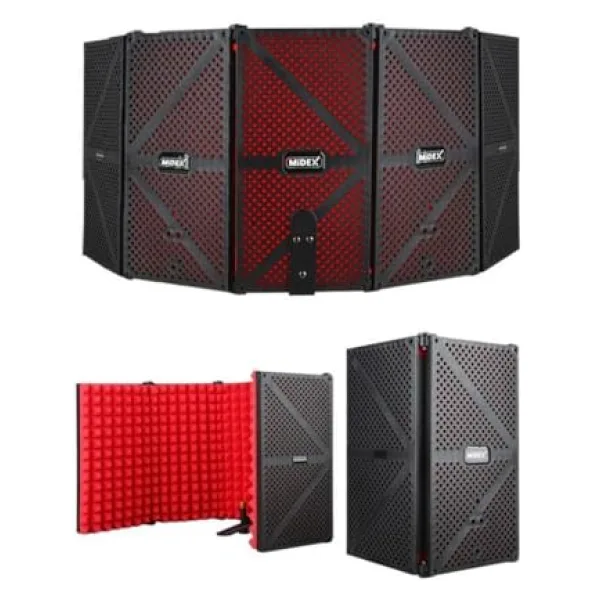 Midex PF-44 RED Mikrofon Ses Yalıtım İzolasyon Paneli 5 Bölümlü (75x30 cm)