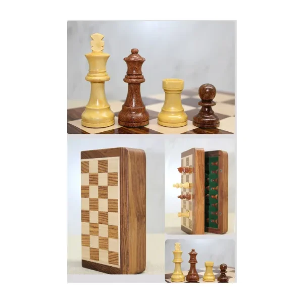 Mıknatıs Taşlı Ahşap Katlanabilir Kutulu Satranç Oyunu 12.5 Cm