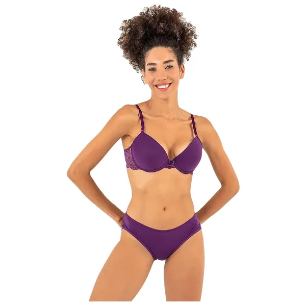 Miorre Push-Up Dolgulu Dantel Detaylı Sütyen Takım MOR 90