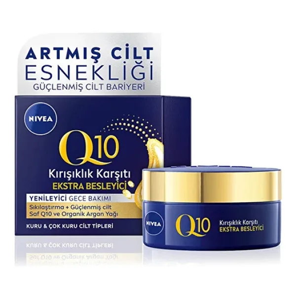 NIVEA Q10 Kırışıklık Karşıtı Ekstra Gece Besleyici Bakım Kremi 50 ML