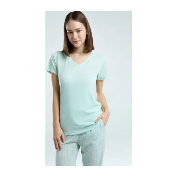 Pierre Cardin Kadın Yeşil Kısa Kol Pijama Takım