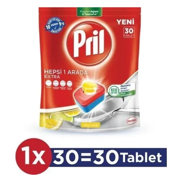 Pril Hepsi Bir Arada Extra Bulaşık Makinesi Tableti 30'lu